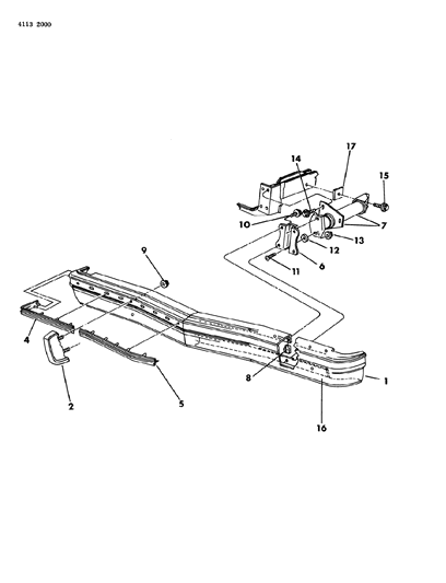 1984 Dodge Diplomat NERFSTRIP Front Bumper End Diagram for 4110266