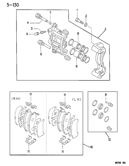 1996 Dodge Stealth Boot-Brake CALIPER Diagram for MB857840