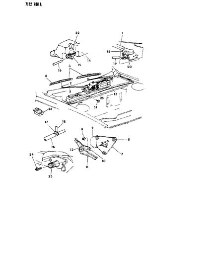 1987 Dodge Aries Pivot Asm W/WIPER Right Diagram for 4240511