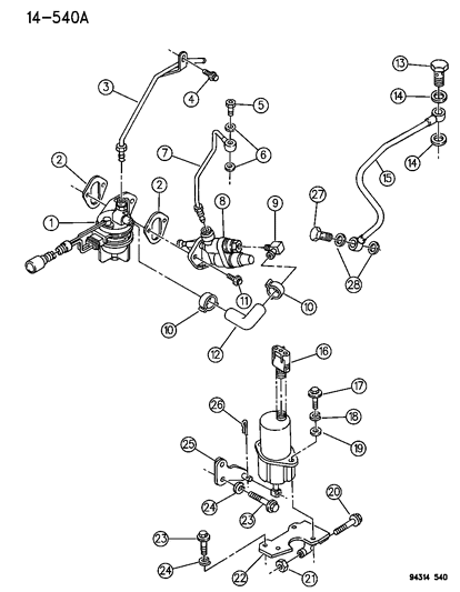 1994 Dodge Ram 3500 Hose-Fuel Filter Diagram for 4746638