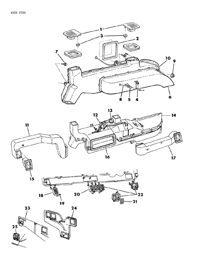 1985 Dodge Ram Wagon Air Ducts & Outlets Diagram