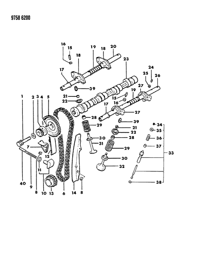 1989 Dodge Ram 50 Guide Chain TENSIONER Side Diagram for MD153644