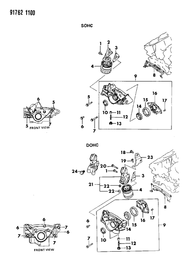 1991 Dodge Stealth Oil Pump & Filter Diagram 3