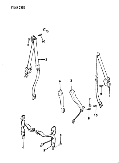 1991 Jeep Comanche Seat Belts Diagram