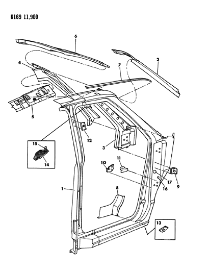 1986 Dodge Caravan Body Front Pillar Diagram