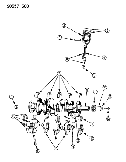 1990 Dodge Ram Van Crankshaft , Pistons And Torque Converter Diagram 2