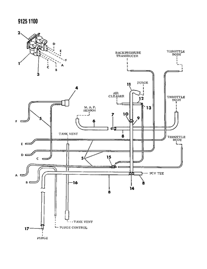 1989 Chrysler New Yorker Emission Hose Harness Diagram 1