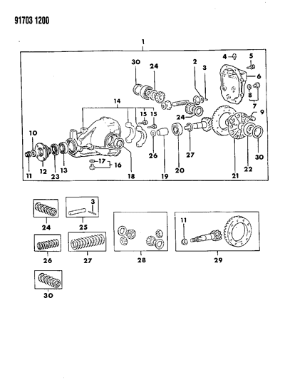 1991 Dodge Colt SHIM-Drive PINION Bearing Diagram for MB185350