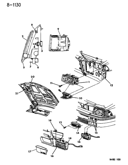 1994 Chrysler LeBaron Lamp Diagram for 4676019