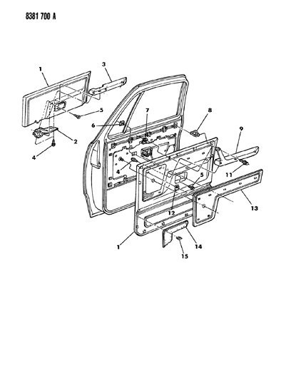 1989 Dodge D350 Panel - Door Trim Diagram