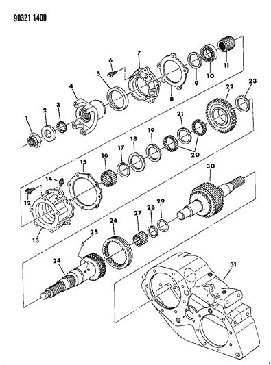 1992 Dodge D250 Case, Transfer, Shafts And Gears Diagram 2