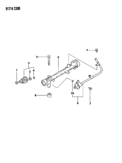 1991 Dodge Ram 50 Fuel Rail & Related Parts Diagram 1