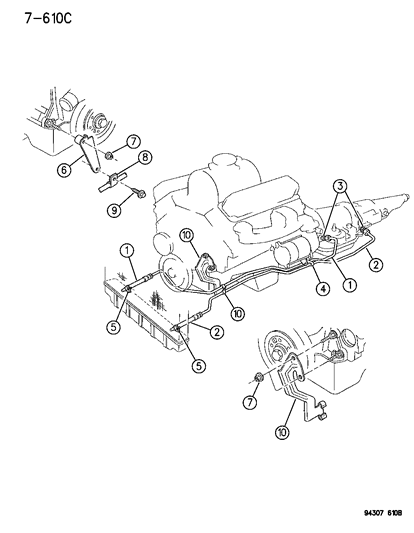 1995 Dodge Ram Van Oil Cooler & Lines Diagram