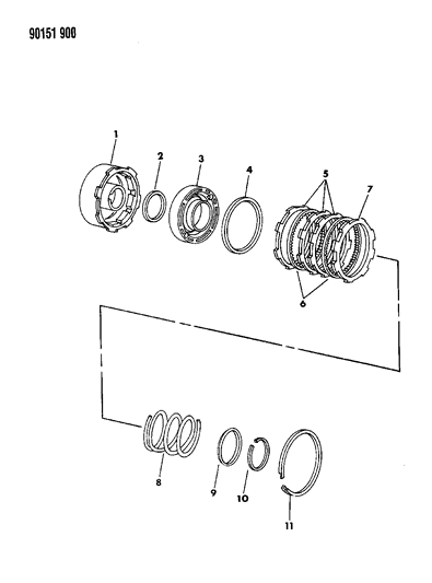 1990 Dodge Daytona Clutch, Front Diagram