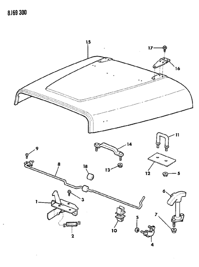 1990 Jeep Wrangler Hood, Lock And Catches Diagram