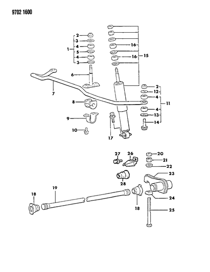 1989 Dodge Raider Cover-Suspension STRUT Diagram for MB109665