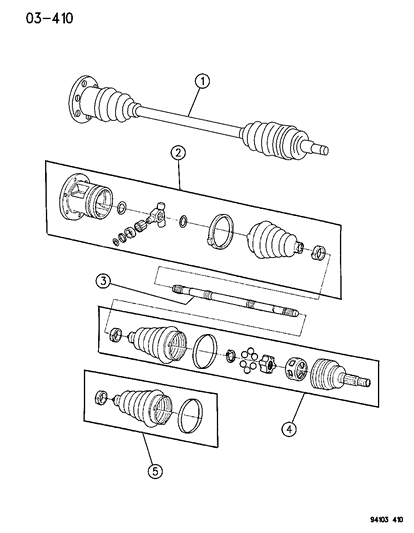 1994 Chrysler Town & Country Shafts - Rear Axle Diagram