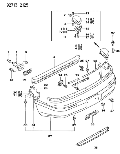 1994 Dodge Stealth Rear Bumper & Support Diagram