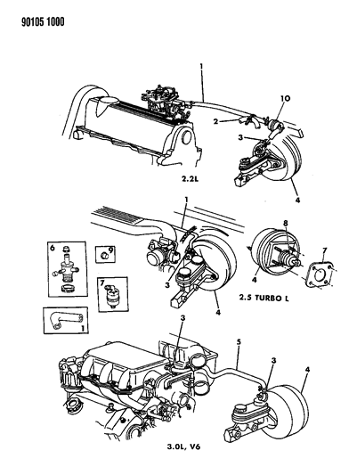 1990 Chrysler LeBaron Sedan Booster, Power Brake Diagram