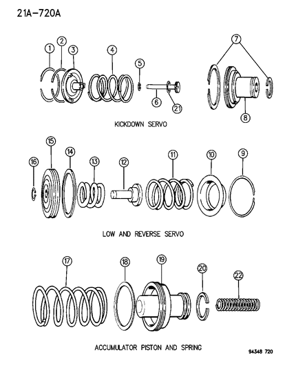 1995 Dodge Ram Wagon Servos - Accumulator Piston & Spring Diagram 1