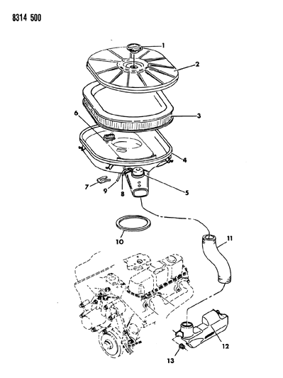 1988 Dodge D150 Air Cleaner Diagram 1