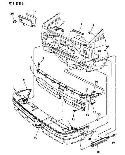 1987 Dodge Daytona Fascia, Bumper Rear Diagram