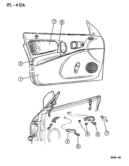 1995 Dodge Neon Door Panels - Front Diagram