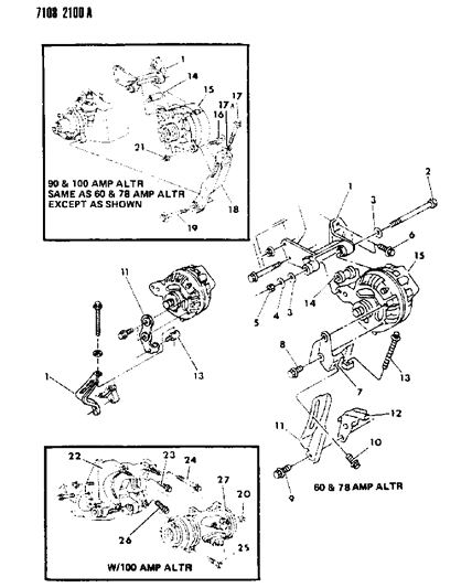 1987 Dodge Caravan Alternator & Mounting Diagram