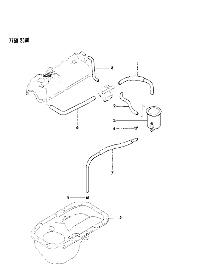 1988 Dodge Colt Oil Separator & Engine Breather Diagram 3