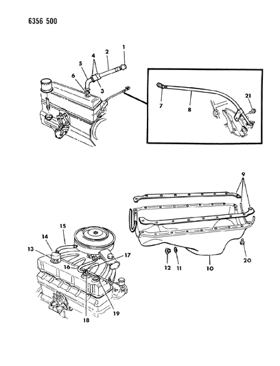 1986 Dodge D150 Oil Pan & Engine Breather Diagram 1