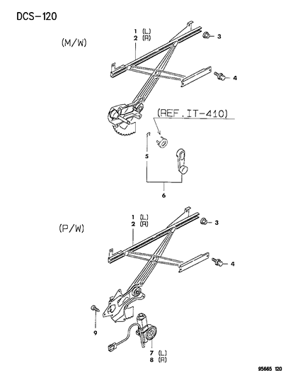 1996 Chrysler Sebring Coupe Door , Front Regulator Diagram