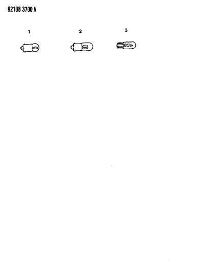 1992 Chrysler LeBaron GTC Bulb Cross Reference--Interior Lamps Diagram