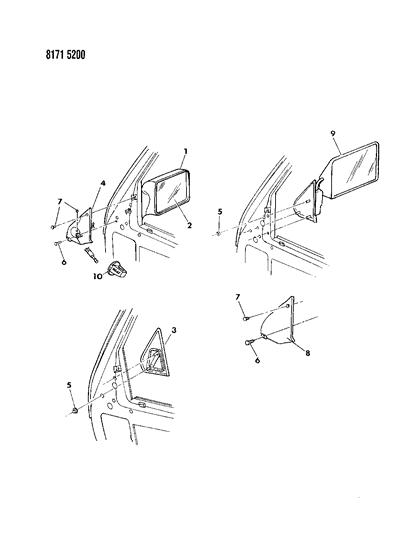 1988 Dodge Grand Caravan Mirror - Exterior Diagram