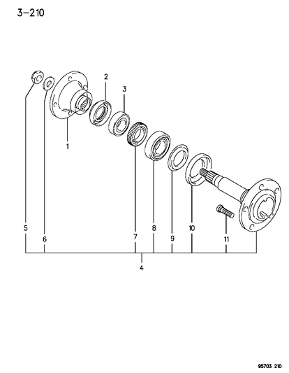1996 Dodge Stealth Cover Rear Axle Shaft Diagram for MB393803