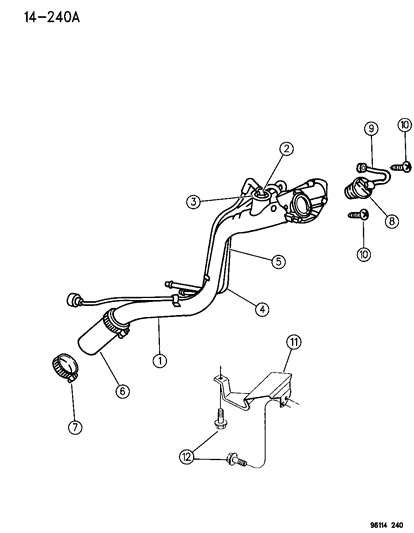 1996 Chrysler Town & Country Fuel Tank Filler Tube Diagram