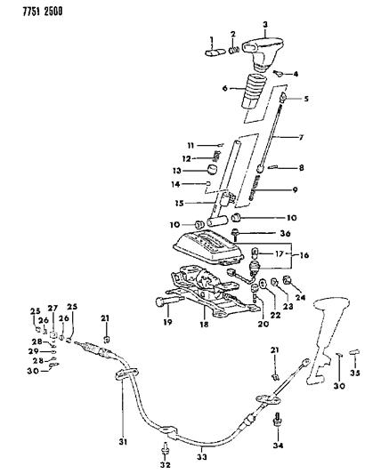 1988 Dodge Colt Controls, Gearshift Diagram