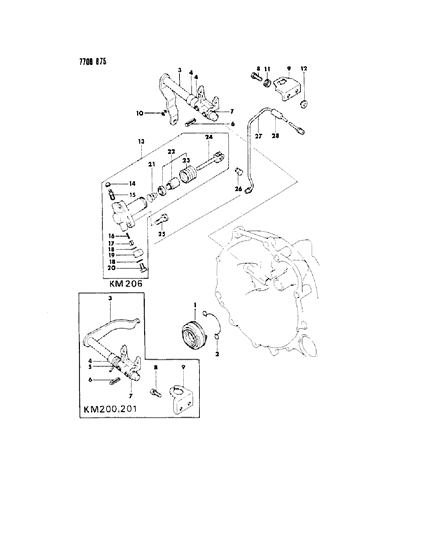 1987 Dodge Colt Controls, Clutch Diagram