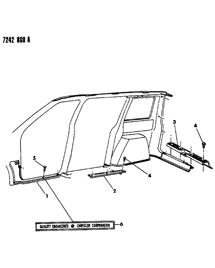 1987 Dodge Grand Caravan Scuff Plates Diagram