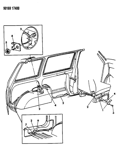 1990 Chrysler Town & Country B/S/A F/FILL Dr R/CONT Rel Diagram for 4475494