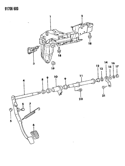 1991 Dodge Colt Clip-FOOTREST Screw Cover Diagram for MB643881