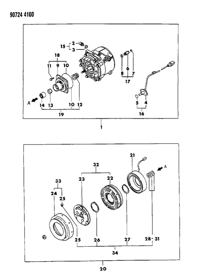 1990 Dodge Ram 50 Compressor, Air Conditioner Diagram