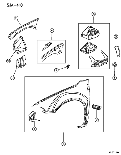 1995 Dodge Stratus Fender & Shield Diagram