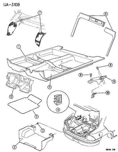 1996 Dodge Stratus Carpet & Mats Diagram