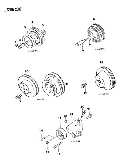 1992 Dodge Ram 50 Drive Pulleys Diagram