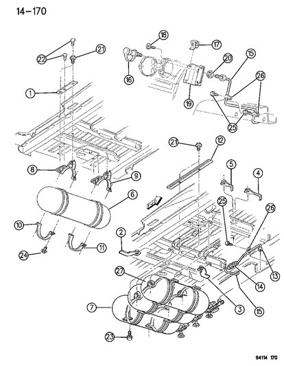1994 Chrysler Town & Country Fuel Cylinder Mounting Diagram