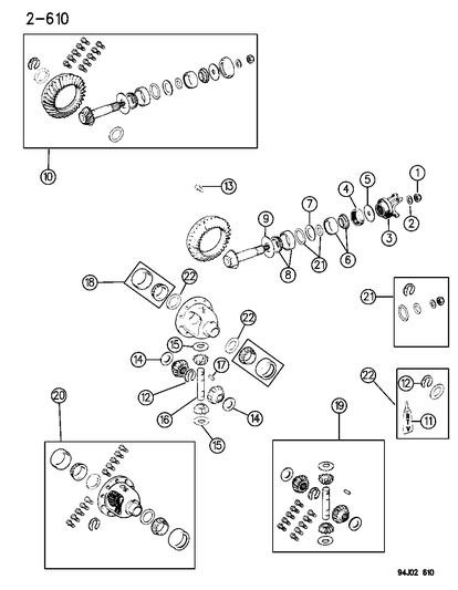 1995 Jeep Wrangler Differential - Front Axle Diagram