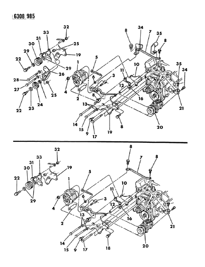 1986 Dodge W350 Alternator & Mounting Diagram 1