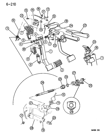 1994 Dodge Shadow Clutch Pedal & Linkage Diagram