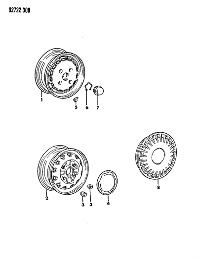 1992 Dodge Colt Wheel & Covers Diagram