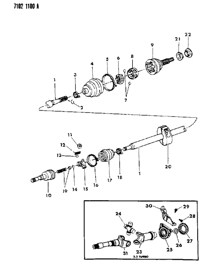 1987 Dodge 600 Shaft - Front Drive Diagram 3